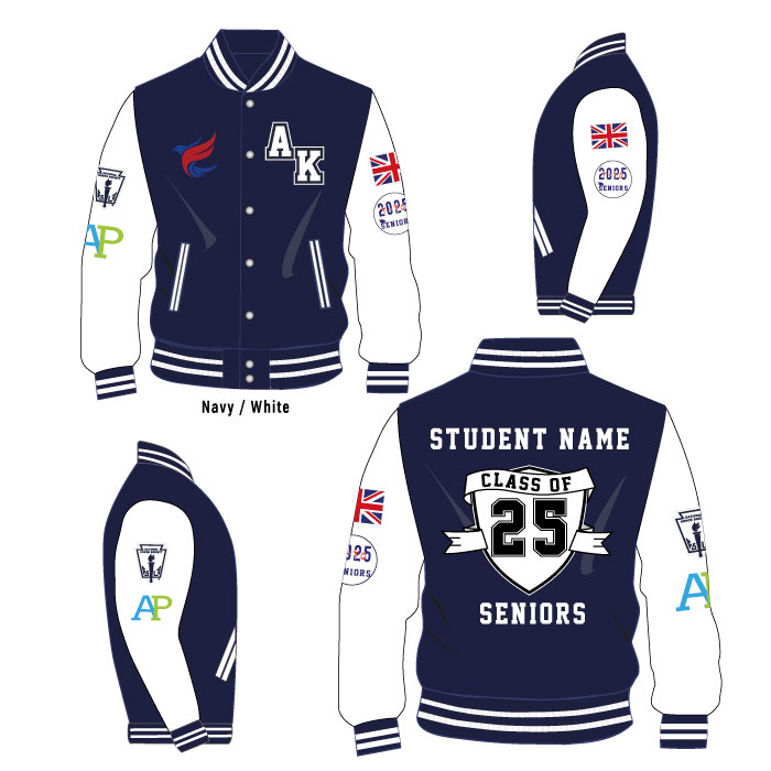 Senior Varsity Jacket - Navy White - GEMS Al Khaleej International School