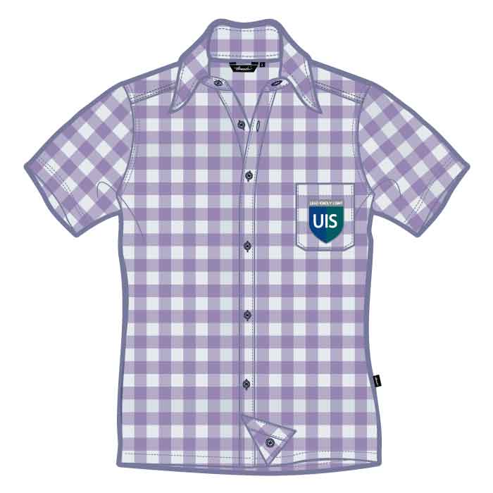 Boys Short Sleeve Shirt Checked - Lilac - Grades 1-6 - GEMS United Indian School - Abu Dhabi