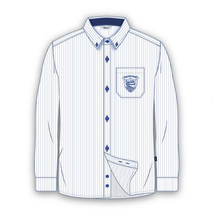 Boys Full Sleeve Shirt Stripe - White Blue - Grades 11-12 - GEMS Our Own High School - Al Warqa (Boys)