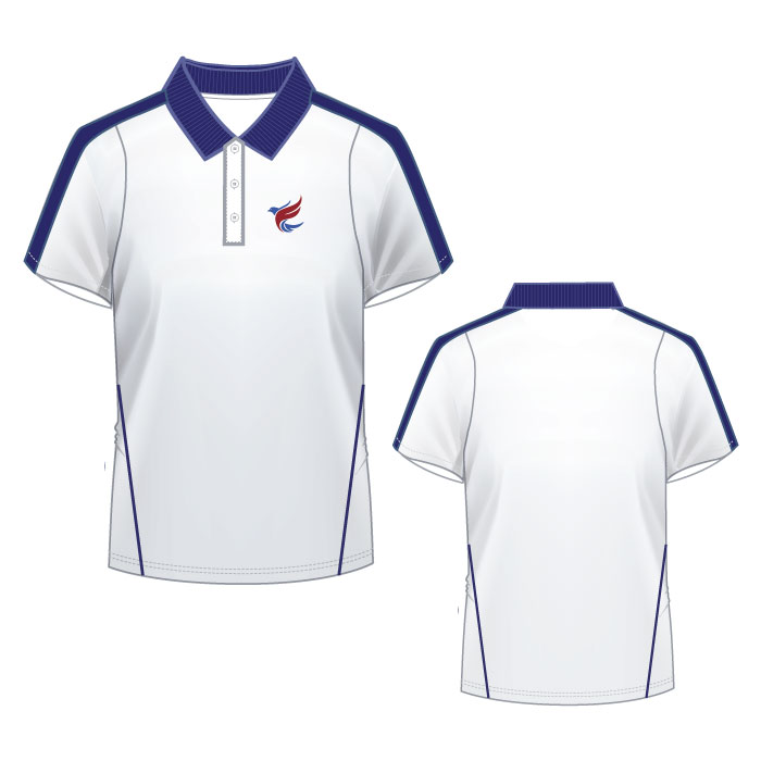 Unisex Polo Shirt - White Navy - Grade 11 IB - GEMS Al Khaleej International School