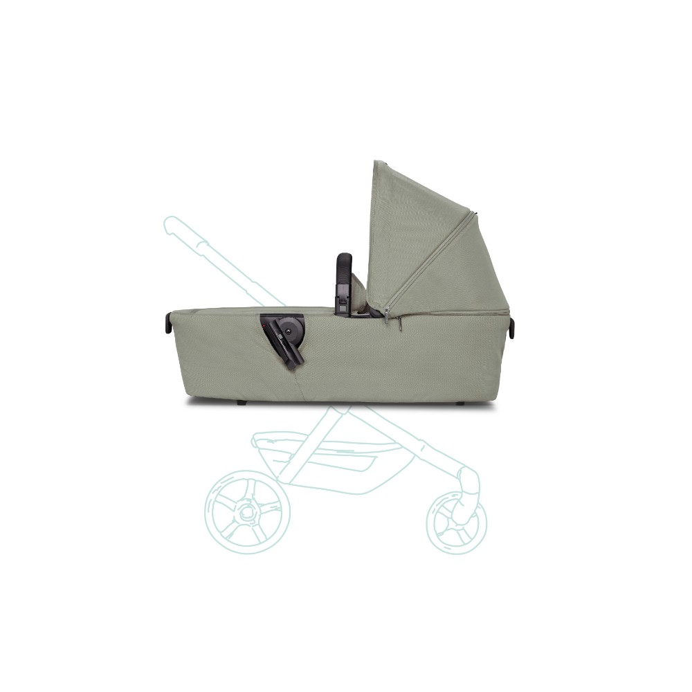 Joolz - AER+ Carrycot - One Hand Foldable Cot - Extended Sunhood - Sage Green