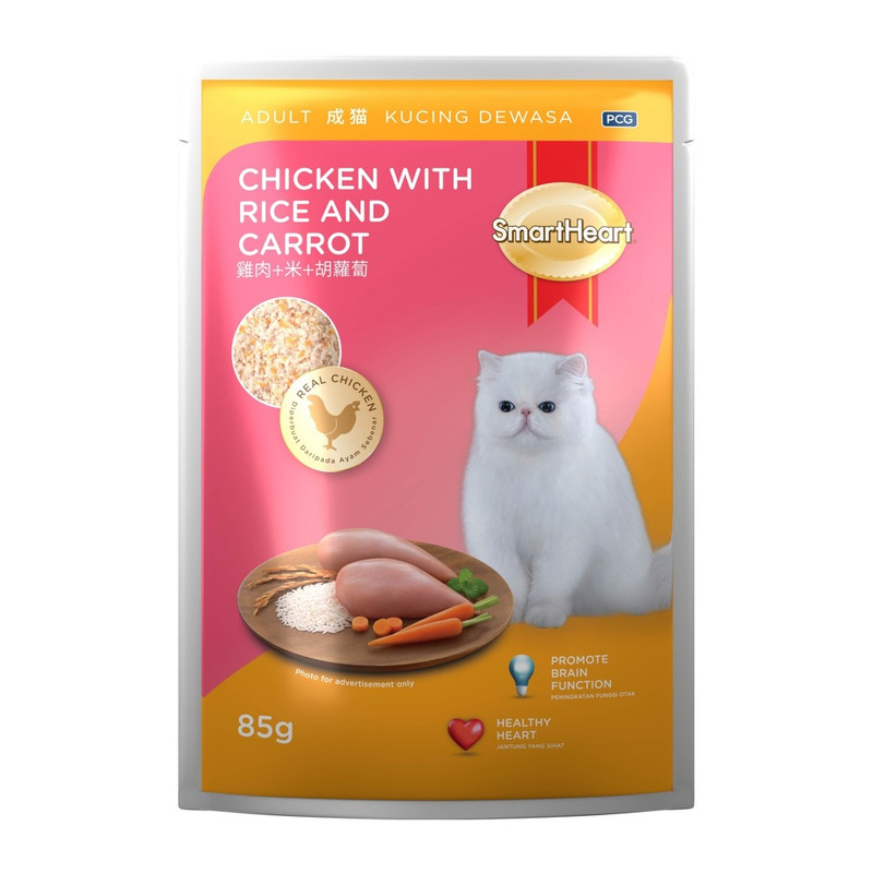 Smartheart - Pouch Adult Cat Wet Food Chicken with Rice and Carrot - 85gm
