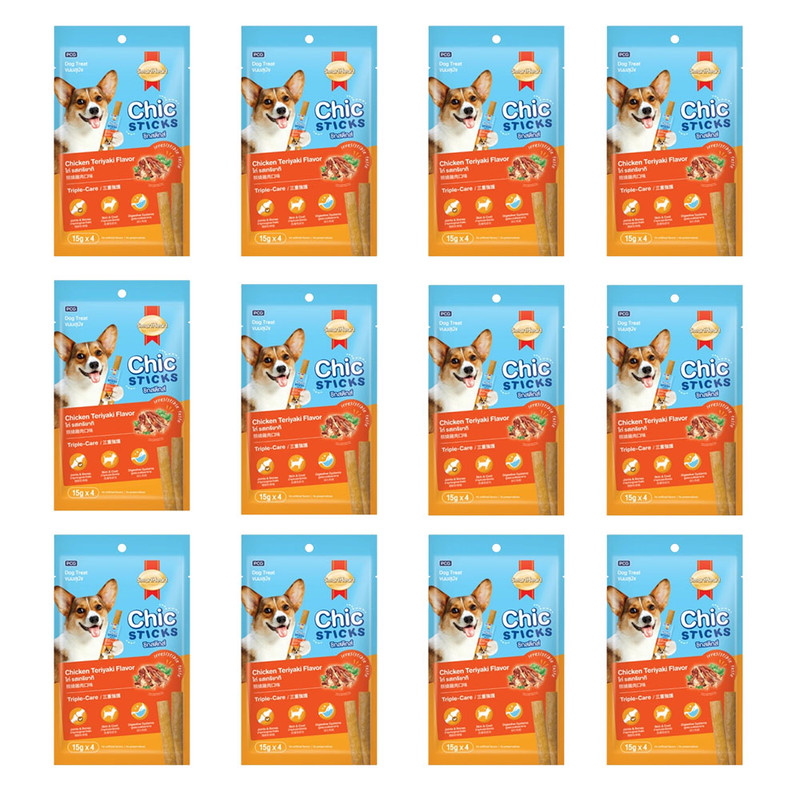 Smartheart - Dog Treat Chic Sticks Chicken Teriyaki Flavor - 4pcs - Pack of 12