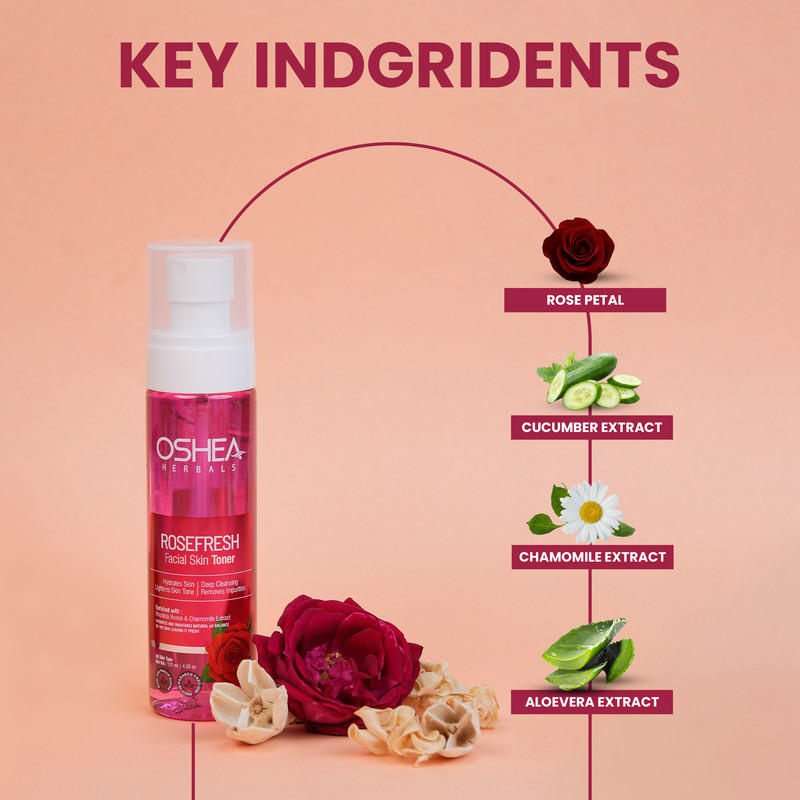 Oshea Herbals - Rose Fresh Facial Skin Toner For All Skin Types 120ml
