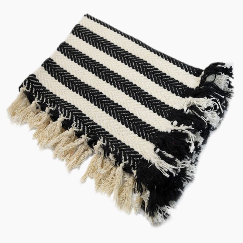 Hammam Corner - Traditional Bath Rug - Black/White