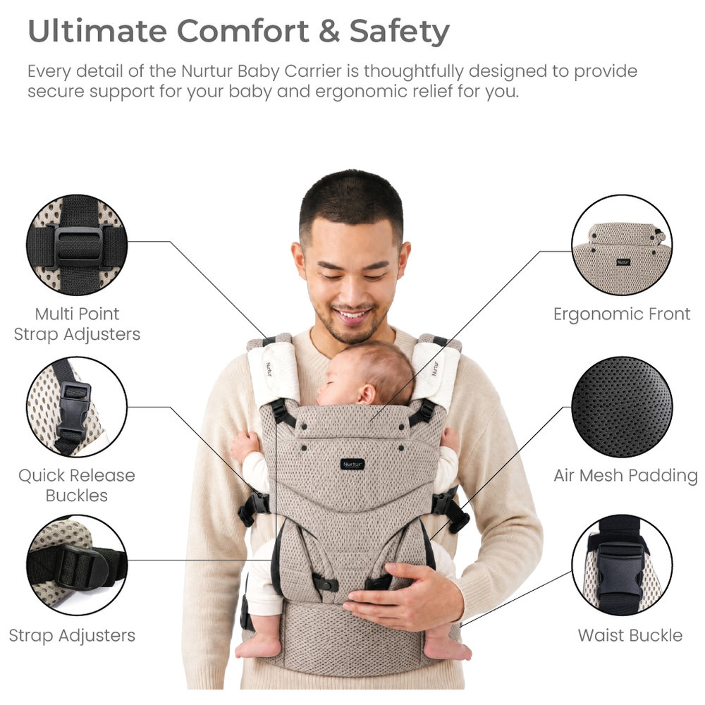 Nurtur - Willow Deluxe Mesh Infant Baby Carrier - Brown