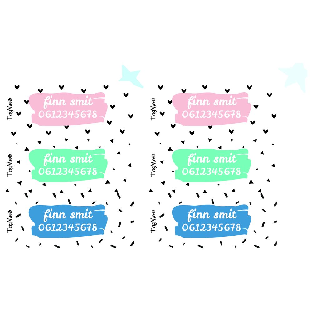 TagMe - Personalised Small Name Design Label - Colored Text - 48 Pcs