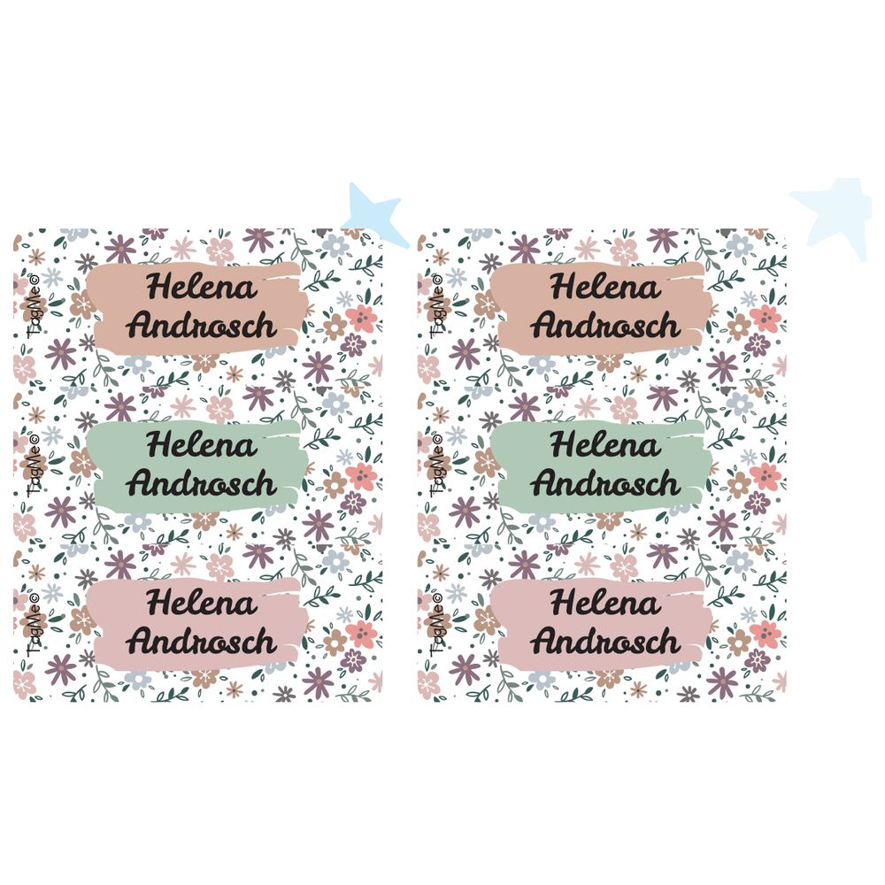 TagMe - Personalised Small Name Design Label - Flowers - 48 Pcs