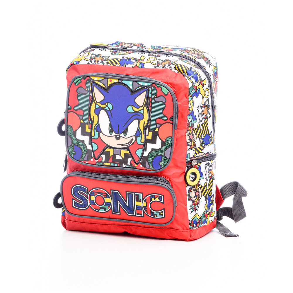Sonic - School Backpack - 14-inch With Lunch Bag And Pencil Case - Red - 3pcs