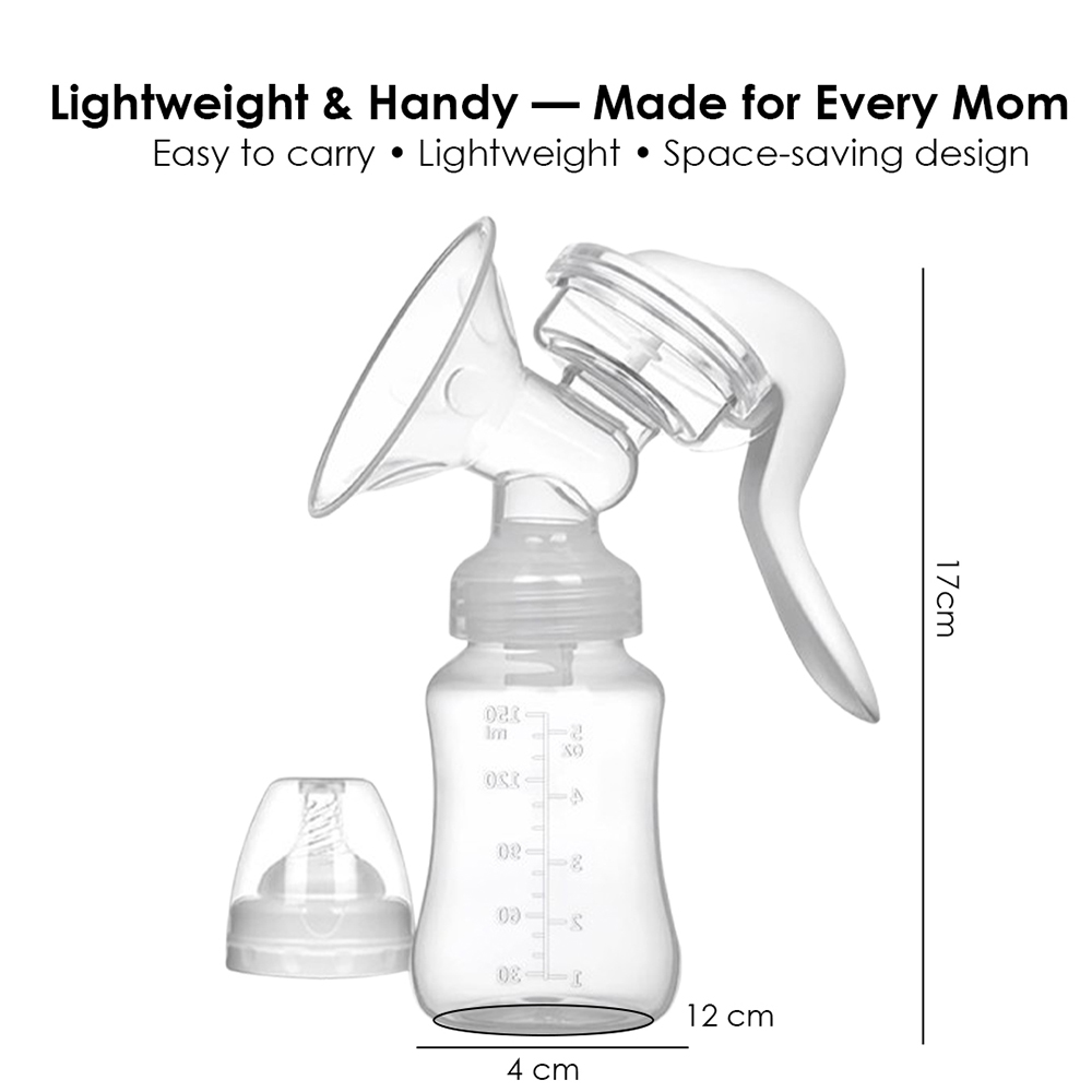 Cute 'n' Cuddle Manual Breast Pump For Mom & Baby Gentle Suction - White