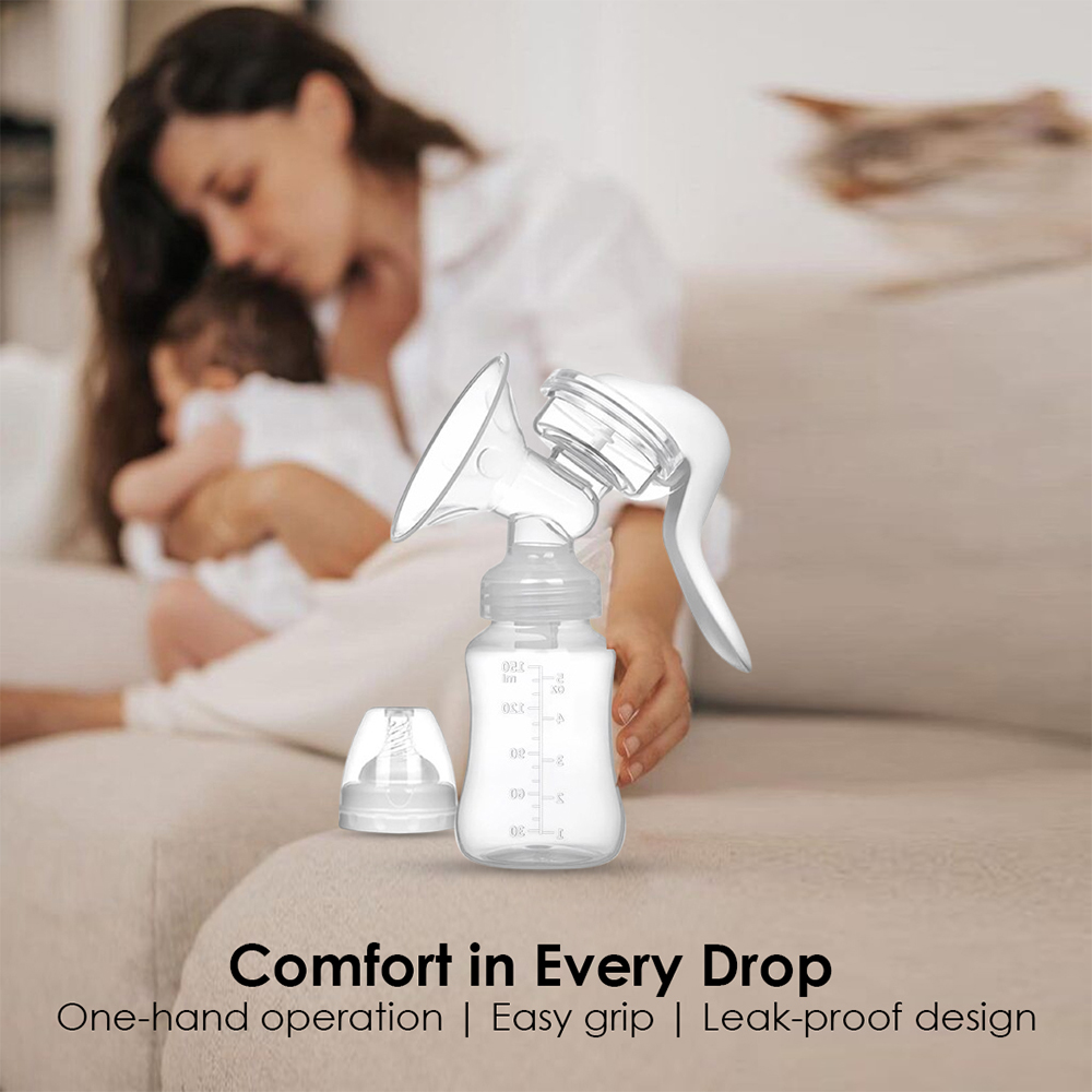 Cute 'n' Cuddle Manual Breast Pump For Mom & Baby Gentle Suction - White