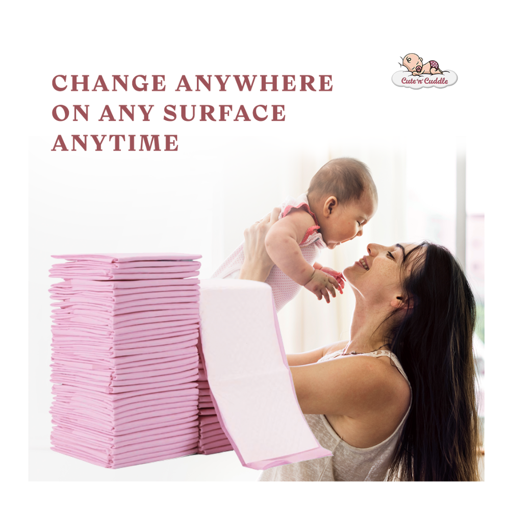 Cute 'n' Cuddle - Disposable Changing Mats And Scented Bags - Pink/Red - 60 Pcs