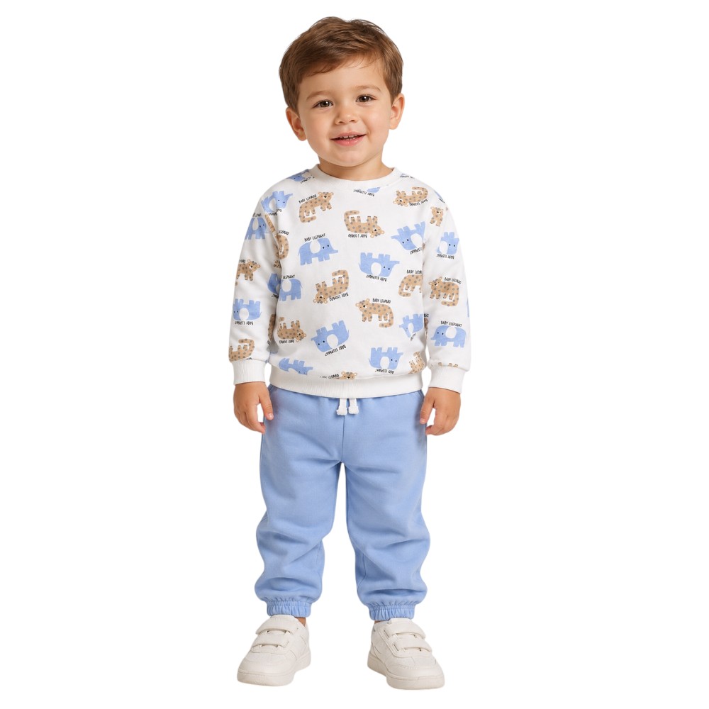 Victor and Jane - 2pc-Set - Boys Animal Print Sweatshirt & Jogger Set - Multicolor