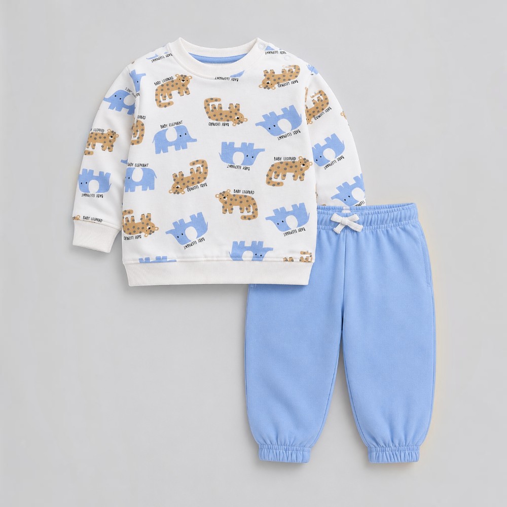 Victor and Jane - 2pc-Set - Boys Animal Print Sweatshirt & Jogger Set - Multicolor