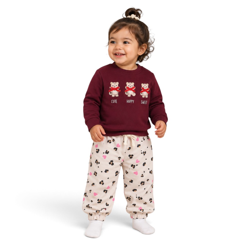 Girls 2-Piece Set – Sweatshirt with Printed Pants