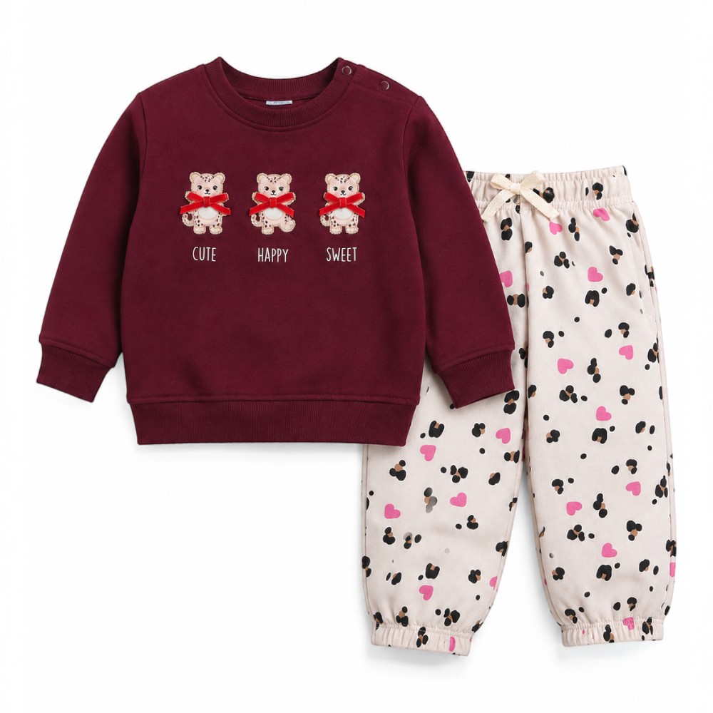 Girls 2-Piece Set – Sweatshirt with Printed Pants