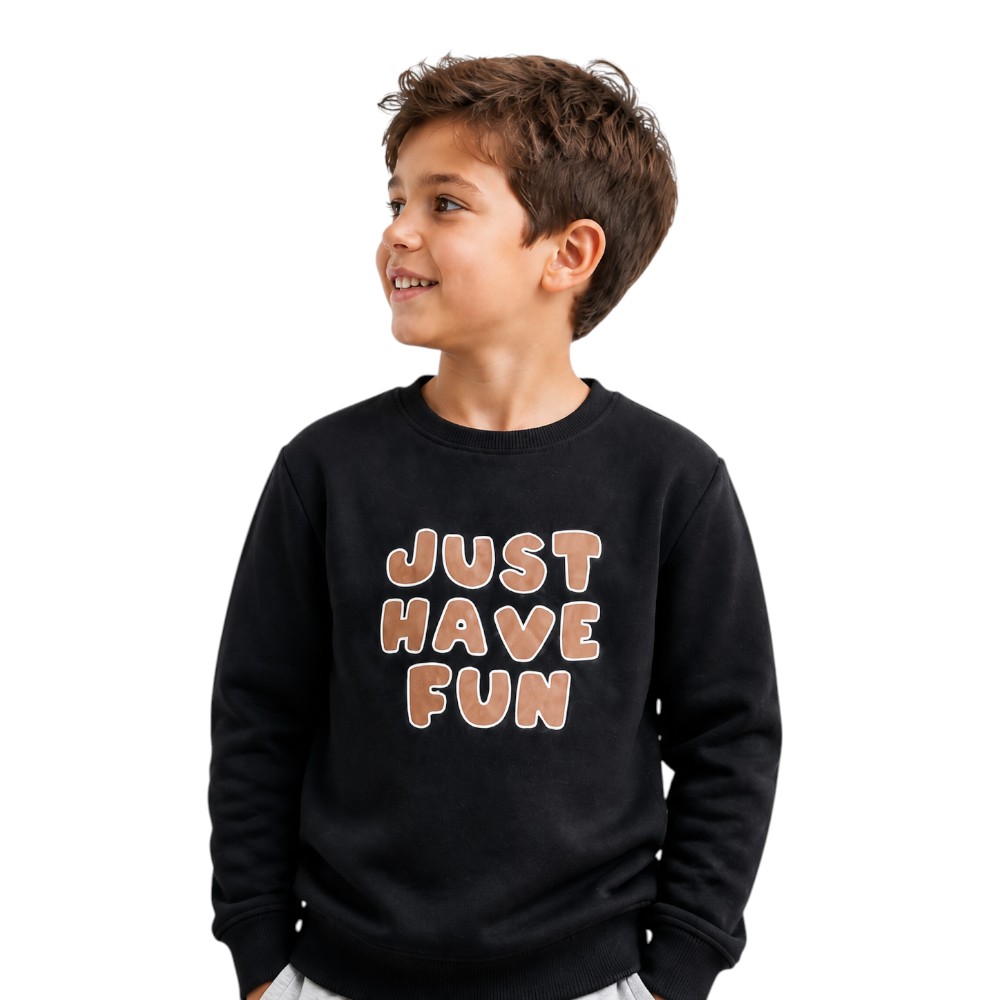 Victor and Jane - Boys Just Have Fun Graphic Pullover - Black