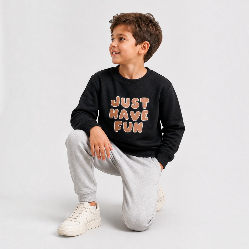 Victor and Jane - Boys Just Have Fun Graphic Pullover - Black