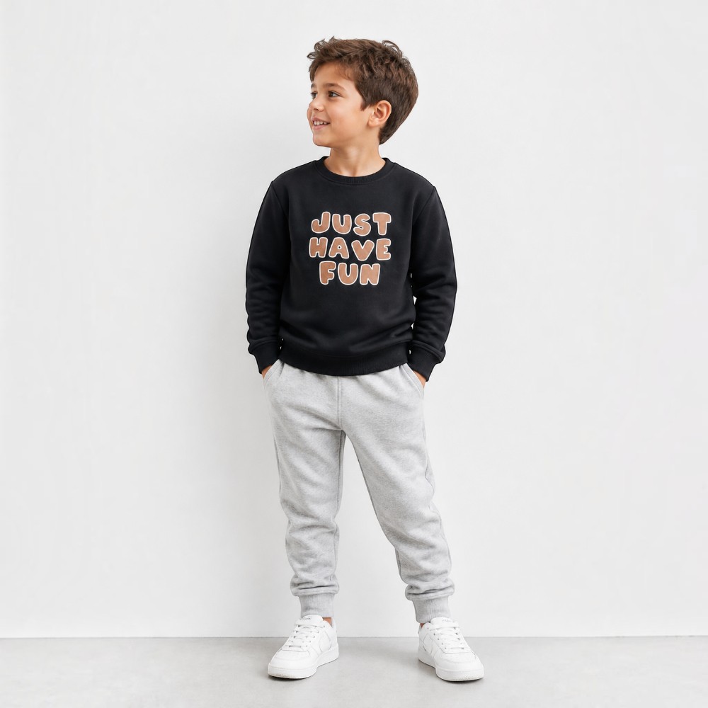 Victor and Jane - Boys Just Have Fun Graphic Pullover - Black