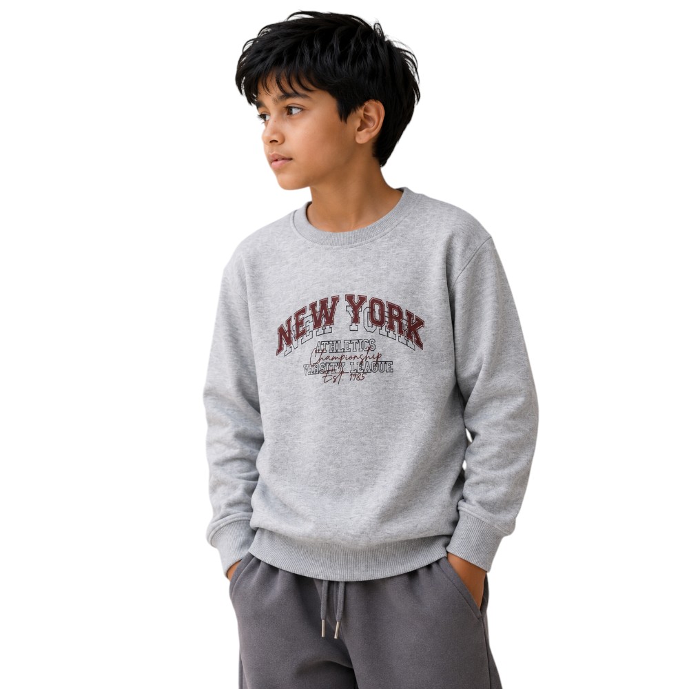 Victor and Jane - Boys New York Graphic Pullover - Grey 