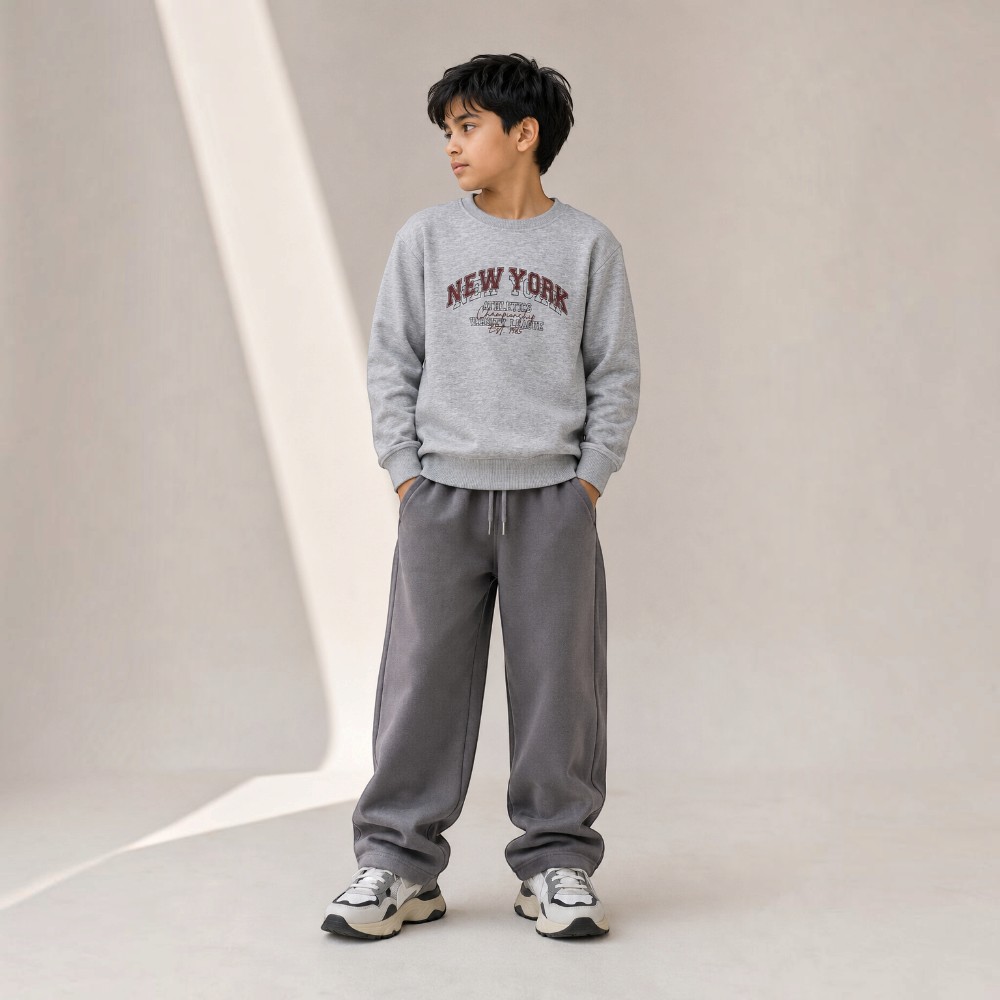 Victor and Jane - Boys New York Graphic Pullover - Grey 