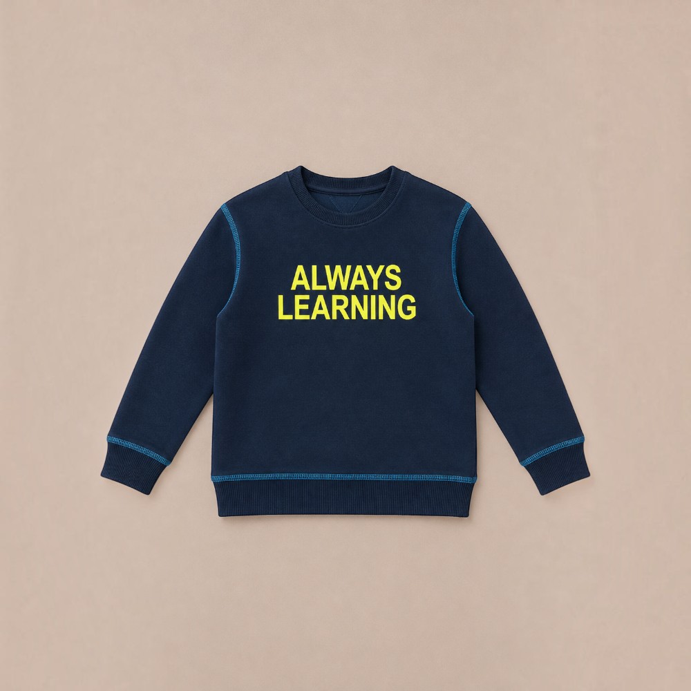 Victor and Jane - Boys Always Learning Slogan Print Pullover - Navy