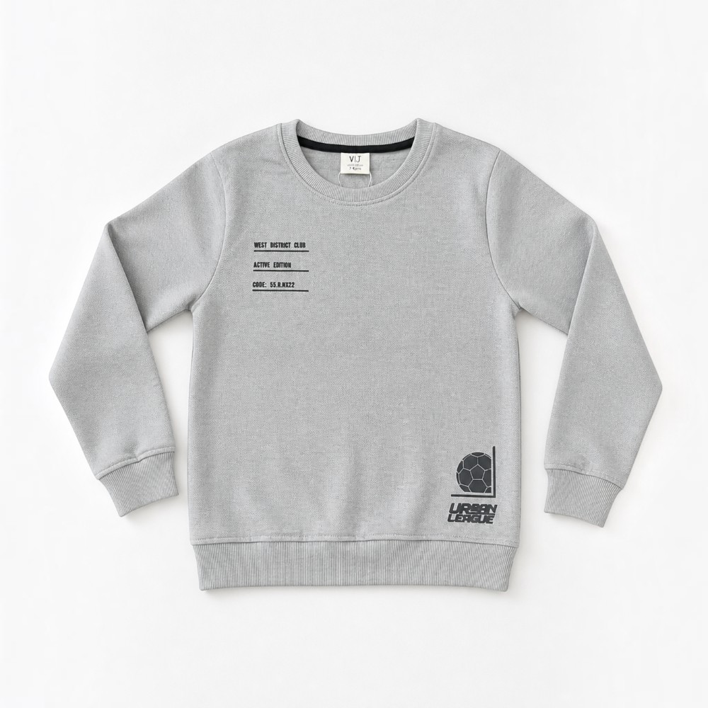Victor and Jane - Boys Urban League Text Detail Pullover - Grey