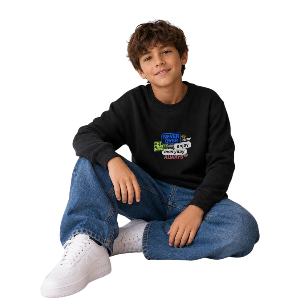 Victor and Jane - Boys Front & Back Graphic Print Sweatshirt - Black