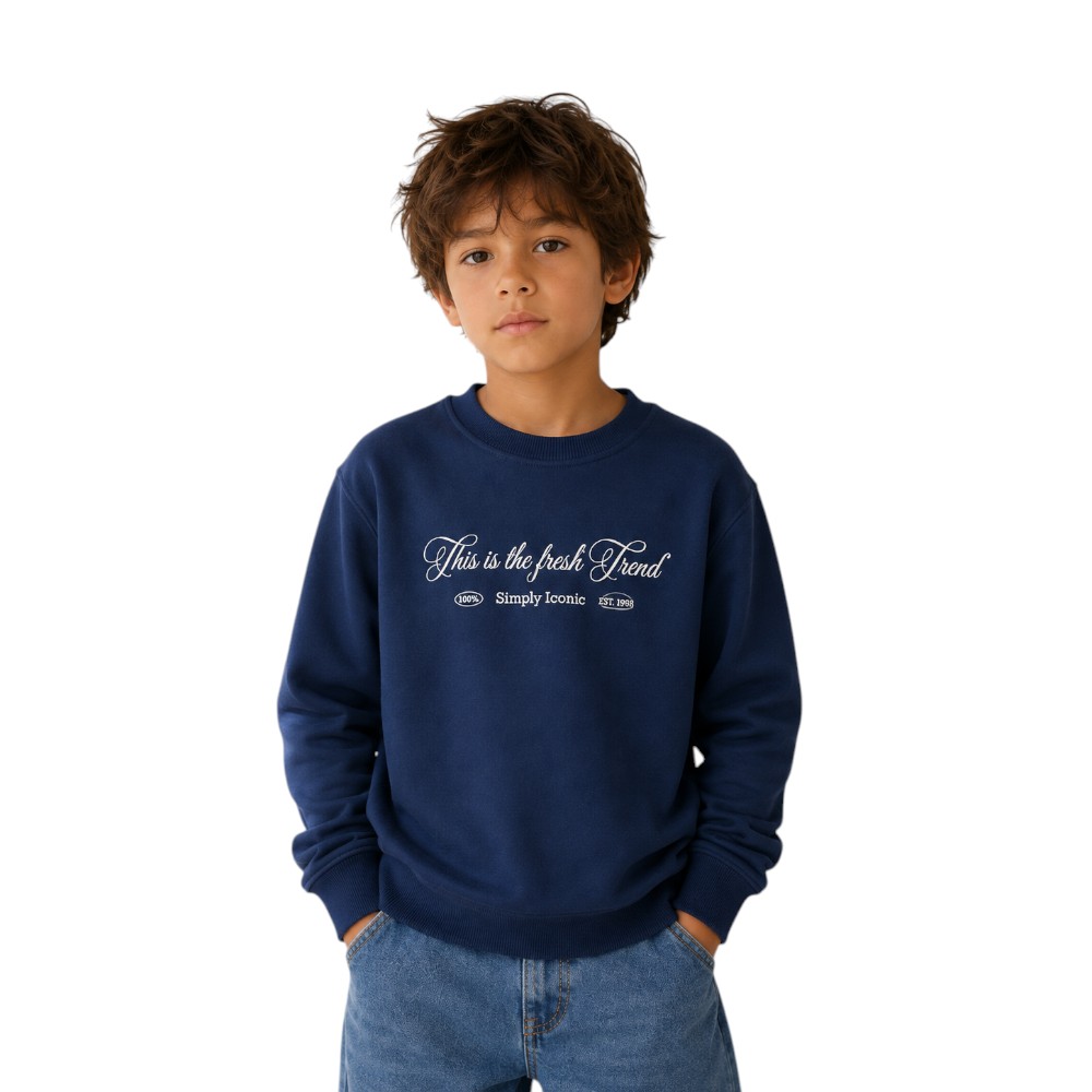 Victor and Jane - Boys Front & Back Text Detail Sweatshirt - Navy