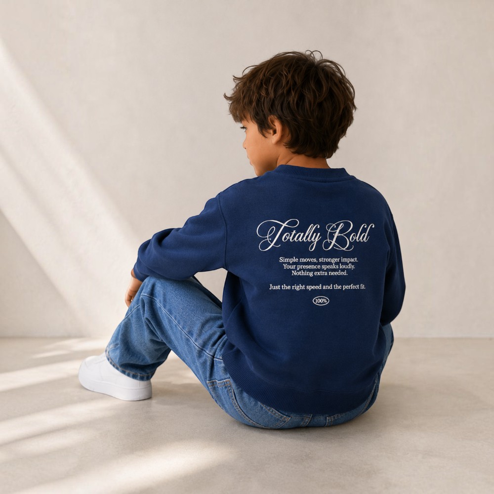 Victor and Jane - Boys Front & Back Text Detail Sweatshirt - Navy