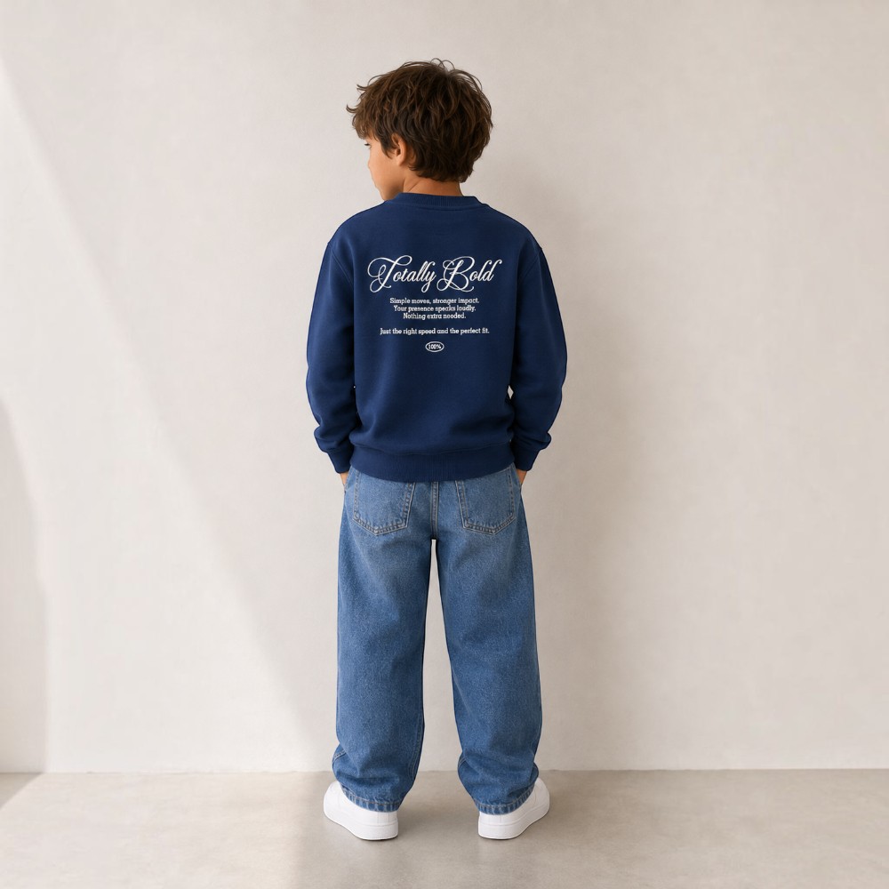 Victor and Jane - Boys Front & Back Text Detail Sweatshirt - Navy
