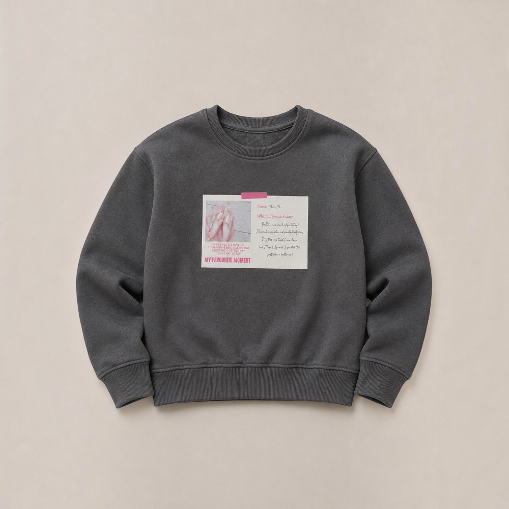 Victor and Jane - Girl's Graphic Printed Pullover - Grey