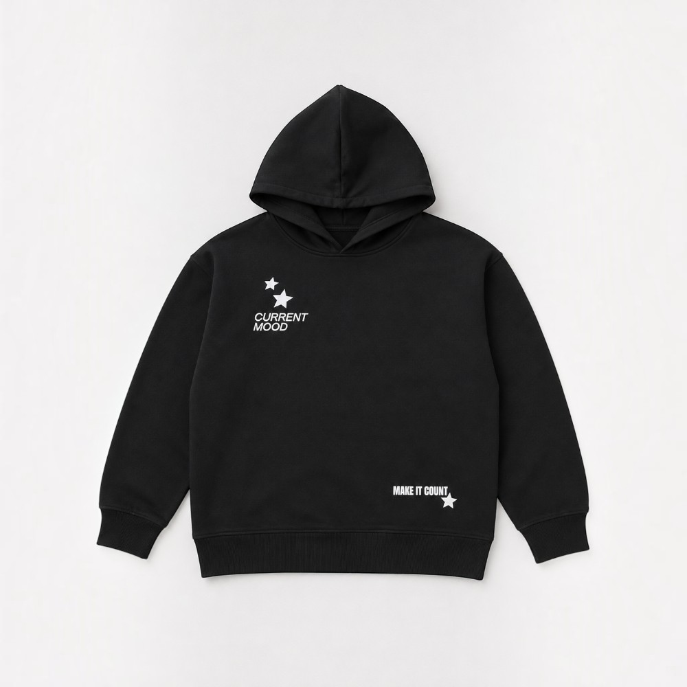 Victor and Jane - Girl's Front And Back Design Hooded Sweatshirt - Black