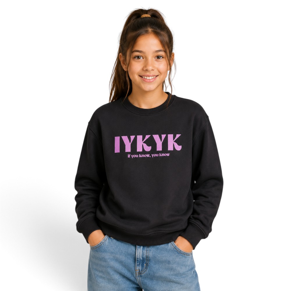 Victor and Jane - Girl's Graphic Printed Sweatshirt - Black