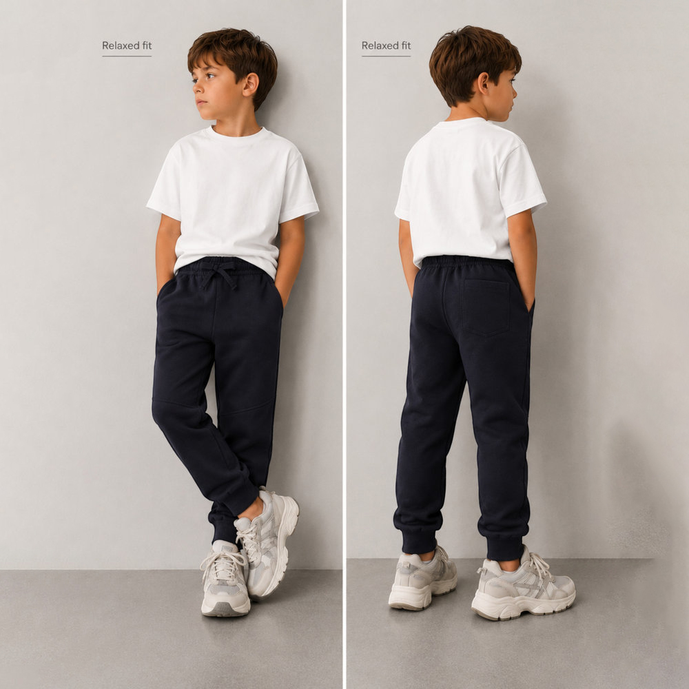 Victor and Jane - 100% Cotton Basic Jogger For Boys - Dark Grey