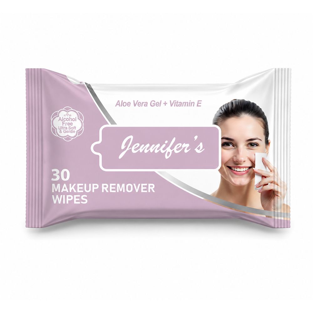 Jennifer's - Aloe Vera Gel & Vitamin E Makeup Remover Wipes - 30 Pcs