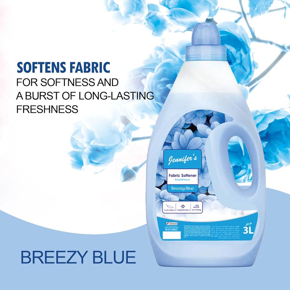 Jennifer's - Fabric Softener Breezy Blue 3L Pack of 4 - Blue
