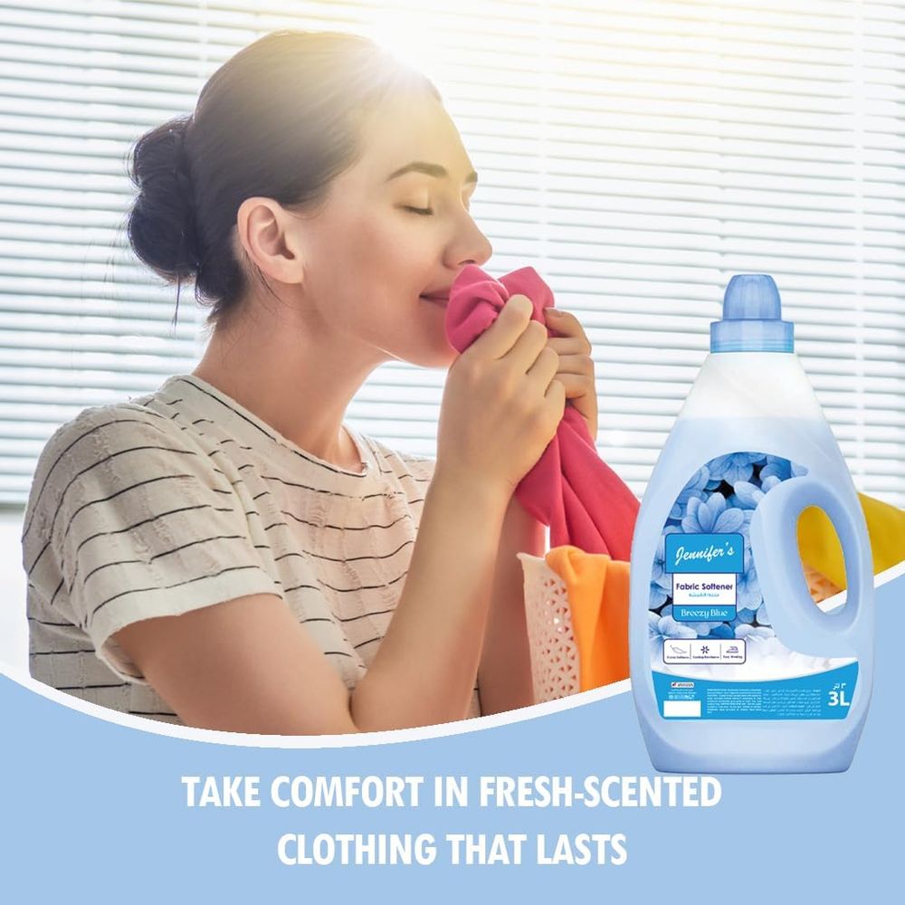 Jennifer's - Fabric Softener Breezy Blue 3L Pack of 4 - Blue
