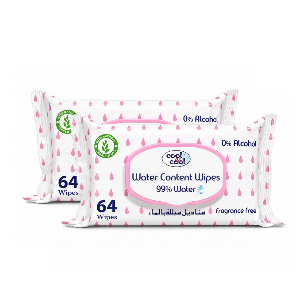 Cool & Cool - 99% Water Content Baby Wipes - Pack of 2 - 64 Pcs