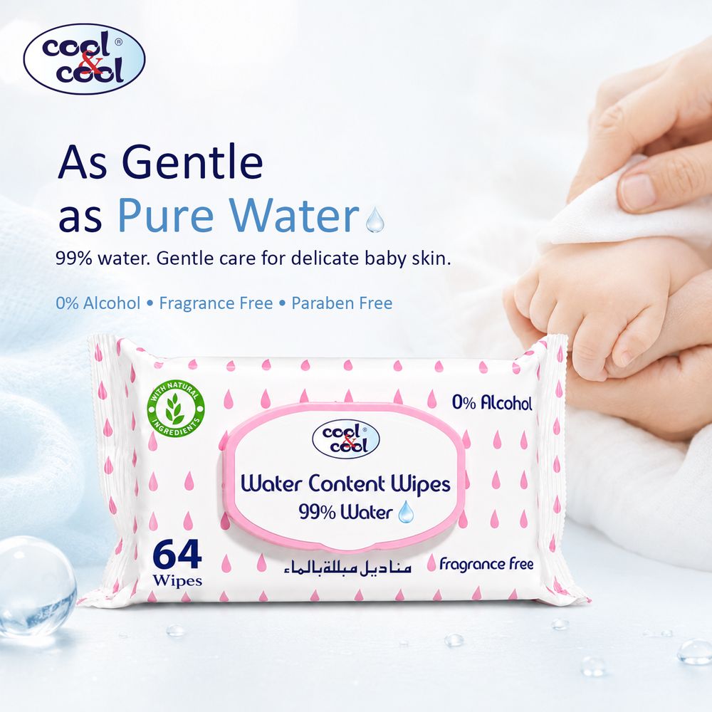 Cool & Cool - 99% Water Content Baby Wipes - Pack of 4 - 256 Pcs