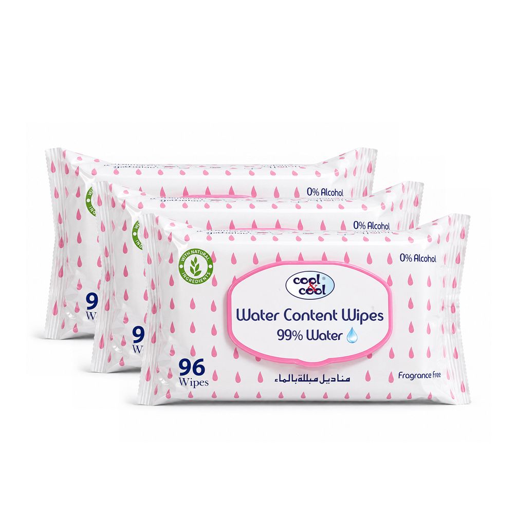 Cool & Cool - 99% Water Content Baby Wipes - Pack of 3 - 96 Pcs