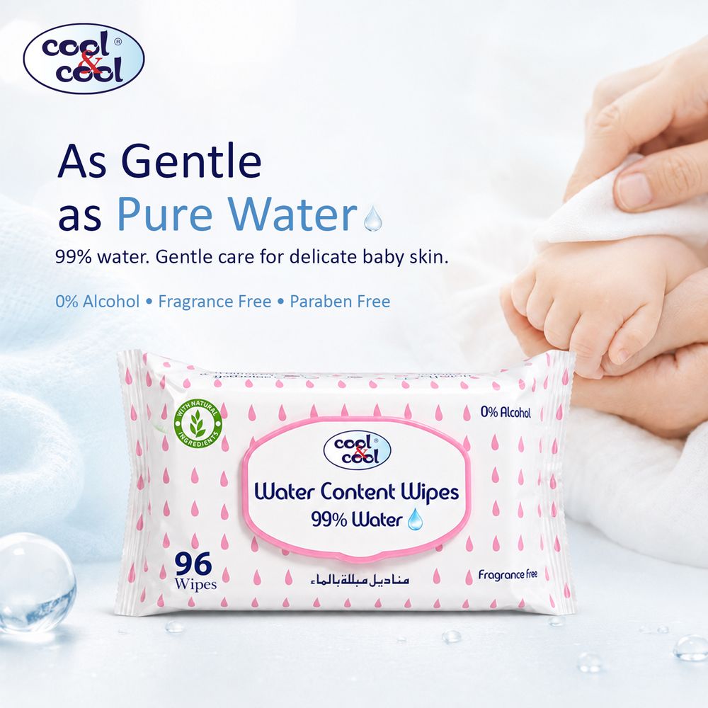 Cool & Cool - 99% Water Content Baby Wipes - Pack of 3 - 96 Pcs