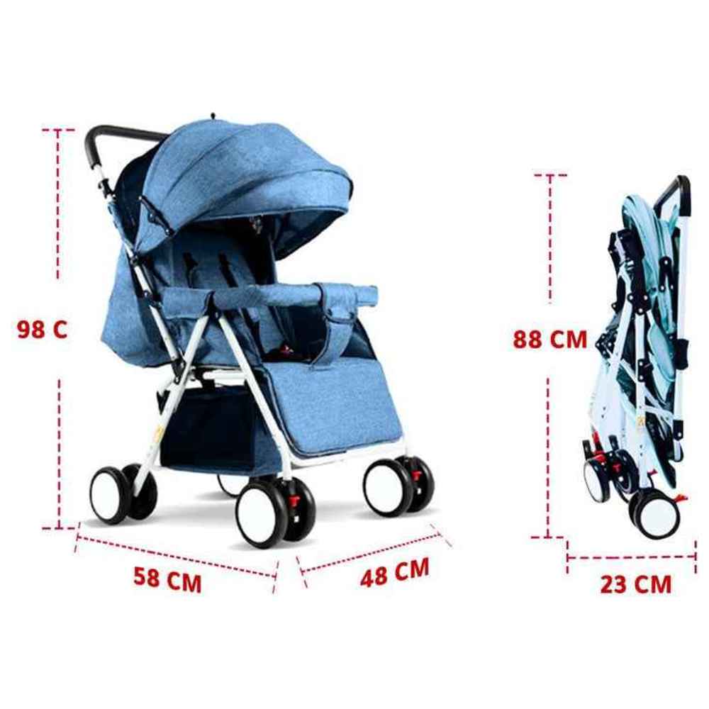 Dreeba - Foldable Push Stroller w/ Storage Basket - Blue