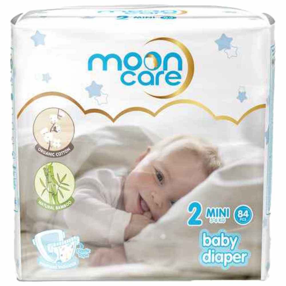 Mooncare - Newborn Baby Diapers - Size 2 - Mini - 3-6 kg - 84 Pcs