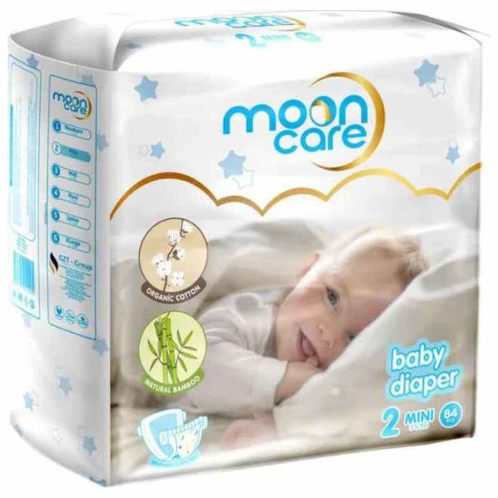 Mooncare - Newborn Baby Diapers - Size 2 - Mini - 3-6 kg - 84 Pcs