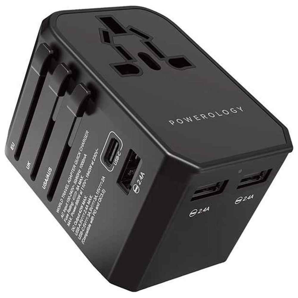 Powerology - Universal Multi-Port Travel Charger - Black - 45 W