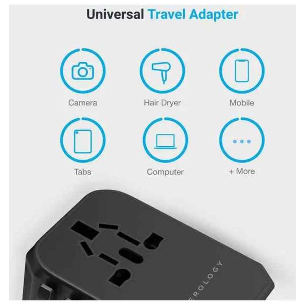 Powerology - Universal Multi-Port Travel Charger - Black - 45 W