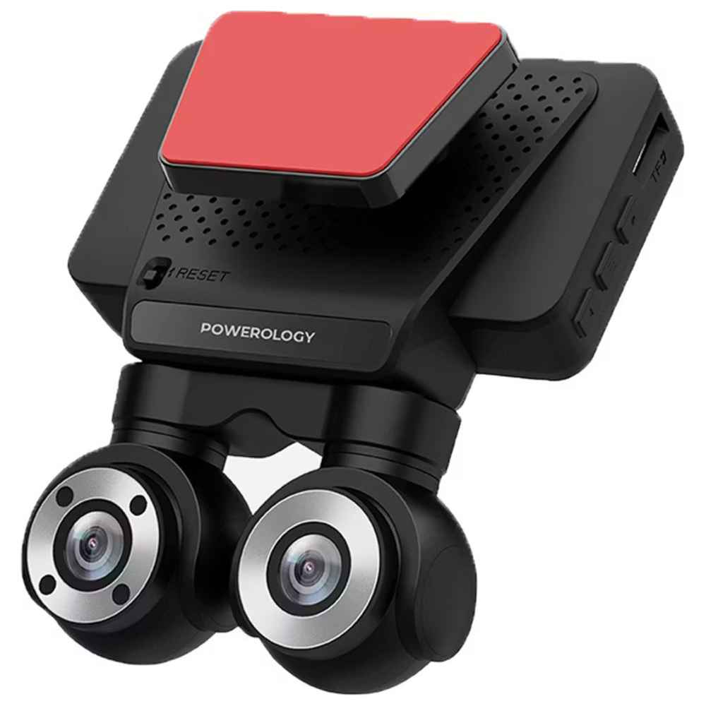 Powerology - Dual Lens Dash Camera With Collision Detection - Black