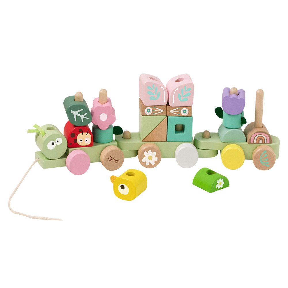 Classic World - Wooden Pull Jungle | Kids Toy Jungle Pull-Along Set | Stacking Wooden Toy for Toddlers