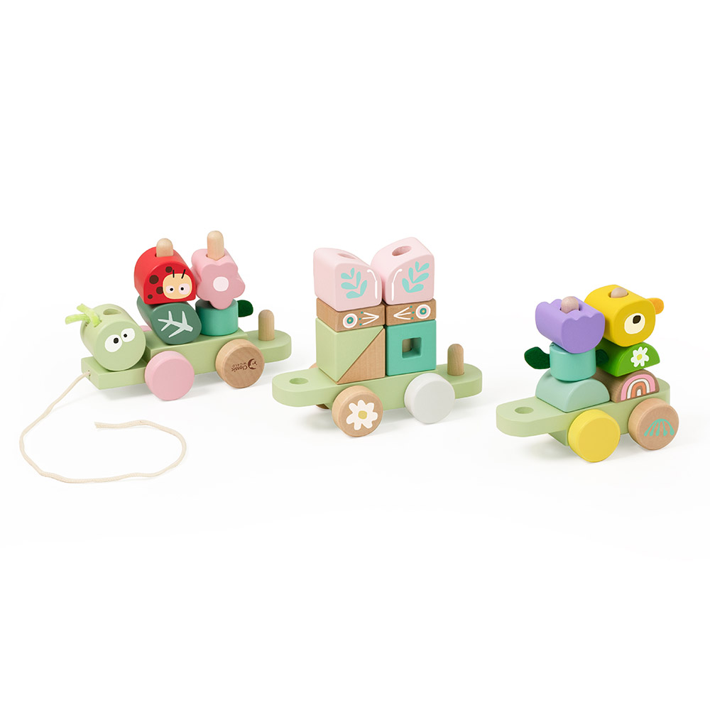 Classic World - Wooden Pull Jungle | Kids Toy Jungle Pull-Along Set | Stacking Wooden Toy for Toddlers